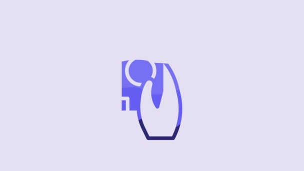 Blaues Symbol Für Schnelle Zahlungen Auf Violettem Hintergrund Schnelle Überweisung — Stockvideo