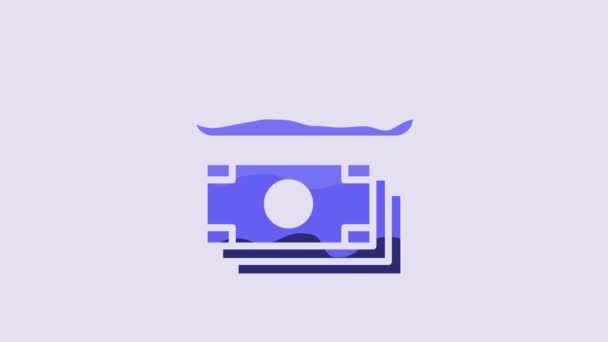 Blue Atm Automated Teller Machine Money Icon Isolated Purple Background — Video Stock