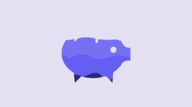 Blue Piggy bank icon isolated on purple background. Icon saving or accumulation of money, investment. 4K Video motion graphic animation.