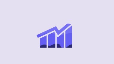 Mavi Finansal büyüme ikonu mor arka planda izole edildi. Gelirleri arttırıyorum. 4K Video hareketli grafik canlandırması.