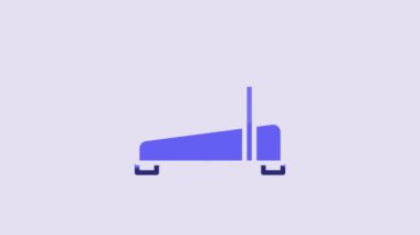 Blue Treadmill machine icon isolated on purple background. 4K Video motion graphic animation.