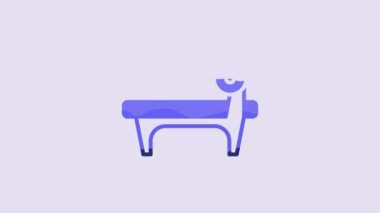 Blue Bench with barbel icon isolated on purple background. Gym equipment. Bodybuilding, powerlifting, fitness concept. 4K Video motion graphic animation.