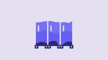 Blue Locker or changing room for hockey, football, basketball team or workers icon isolated on purple background. 4K Video motion graphic animation.