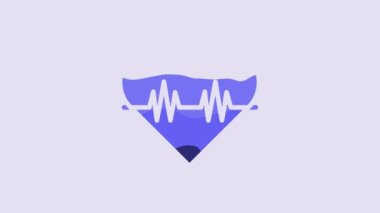 Blue Heart rate icon isolated on purple background. Heartbeat sign. Heart pulse icon. Cardiogram icon. 4K Video motion graphic animation.