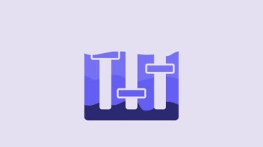 Blue Sound mixer controller icon isolated on purple background. Dj equipment slider buttons. Mixing console. 4K Video motion graphic animation.