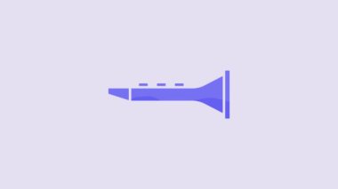 Blue Clarinet icon isolated on purple background. Musical instrument. 4K Video motion graphic animation.