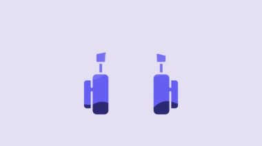 Blue Headphones icon isolated on purple background. Earphones. Concept for listening to music, service, communication and operator. 4K Video motion graphic animation.