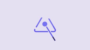 Blue Triangle musical instrument icon isolated on purple background. 4K Video motion graphic animation.