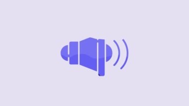 Blue Speaker volume, audio voice sound symbol, media music icon isolated on purple background. 4K Video motion graphic animation.