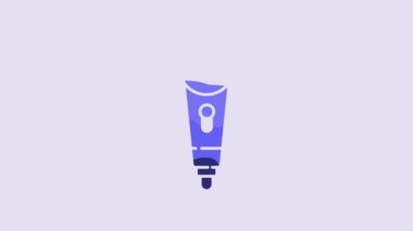 Blue Microphone icon isolated on purple background. On air radio mic microphone. Speaker sign. 4K Video motion graphic animation.