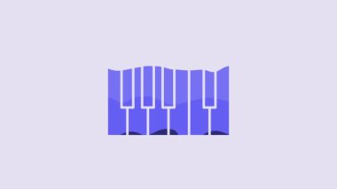 Blue Grand piano icon isolated on purple background. Musical instrument. 4K Video motion graphic animation.