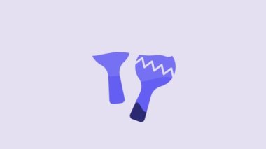 Blue Maracas icon isolated on purple background. Music maracas instrument mexico. 4K Video motion graphic animation.