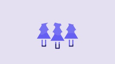Blue Trees icon isolated on purple background. Forest symbol. 4K Video motion graphic animation.