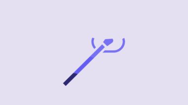 Blue Burning match with fire icon isolated on purple background. Match with fire. Matches sign. 4K Video motion graphic animation.