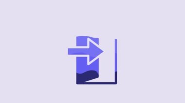 Blue Fire exit icon isolated on purple background. Fire emergency icon. 4K Video motion graphic animation.