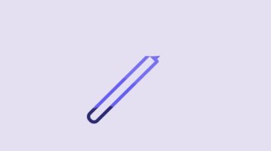 Blue Metal pike pole with wooden handle icon isolated on purple background. Spear, pickaxe, hook hand extinguishing instrument and tool for fireman. 4K Video motion graphic animation.