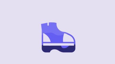 Blue Fire boots icon isolated on purple background. 4K Video motion graphic animation.