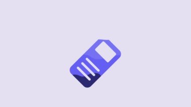 Blue Walkie talkie icon isolated on purple background. Portable radio transmitter icon. Radio transceiver sign. 4K Video motion graphic animation.