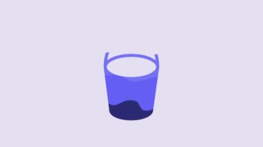 Blue Fire bucket icon isolated on purple background. Metal bucket empty or with water for fire fighting. 4K Video motion graphic animation.