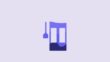 Blue Fire extinguisher icon isolated on purple background. 4K Video motion graphic animation.