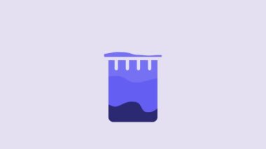 Blue Trash can icon isolated on purple background. Garbage bin sign. Recycle basket icon. Office trash icon. 4K Video motion graphic animation.