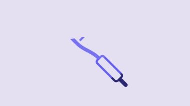 Blue Toothbrush icon isolated on purple background. 4K Video motion graphic animation.