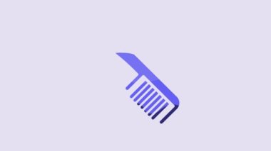 Blue Hairbrush icon isolated on purple background. Comb hair sign. Barber symbol. 4K Video motion graphic animation.