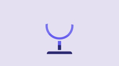 Blue Round makeup mirror icon isolated on purple background. 4K Video motion graphic animation.
