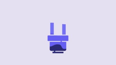 Blue LED light bulb icon isolated on purple background. Economical LED illuminated lightbulb. Save energy lamp. 4K Video motion graphic animation.