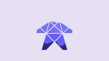 Blue Electric tower used to support an overhead power line icon isolated on purple background. High voltage power pole line. 4K Video motion graphic animation.