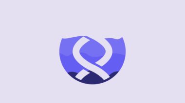 Blue DNA symbol icon isolated on purple background. Genetic engineering, genetics testing, cloning, paternity testing. 4K Video motion graphic animation.