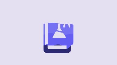 Blue Genetic engineering book icon isolated on purple background. DNA symbol. 4K Video motion graphic animation.
