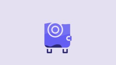 Blue Safe icon isolated on purple background. The door safe a bank vault with a combination lock. Reliable Data Protection. 4K Video motion graphic animation.
