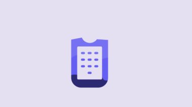 Blue Digital door lock with wireless technology for unlock icon isolated on purple background. Door handle sign. Security smart home. 4K Video motion graphic animation.