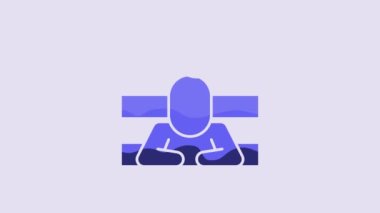 Blue Prisoner icon isolated on purple background. 4K Video motion graphic animation.