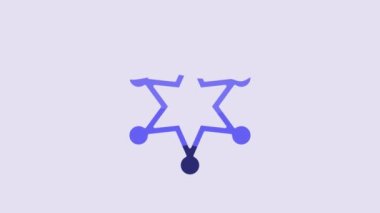 Blue Hexagram sheriff icon isolated on purple background. Police badge icon. 4K Video motion graphic animation.