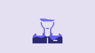 Blue Train conductor icon isolated on purple background. 4K Video motion graphic animation.