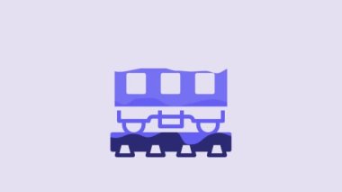Blue Restaurant train icon isolated on purple background. 4K Video motion graphic animation.
