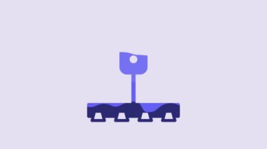 Blue Train traffic light icon isolated on purple background. Traffic lights for the railway to regulate the movement of trains. 4K Video motion graphic animation.