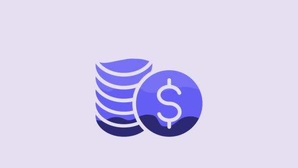 Blue Coin Money Dollar Symbol Icon Isolated Purple Background Banking — Video Stock