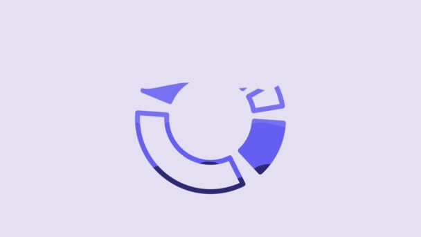 Инфографический Значок Blue Pie Диаграммы Выделен Фиолетовом Фоне Знак Диаграммы — стоковое видео