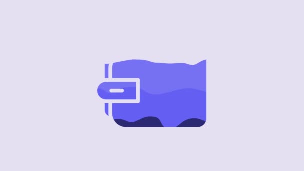 Blue Wallet Icon Isolated Purple Background Purse Icon Cash Savings — Vídeos de Stock