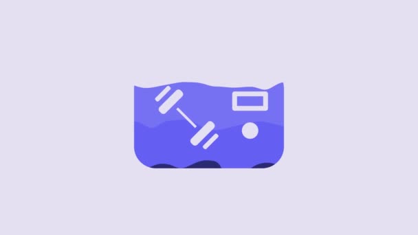 Blue Fitness Club Gym Card Icon Isolated Purple Background Video — 图库视频影像