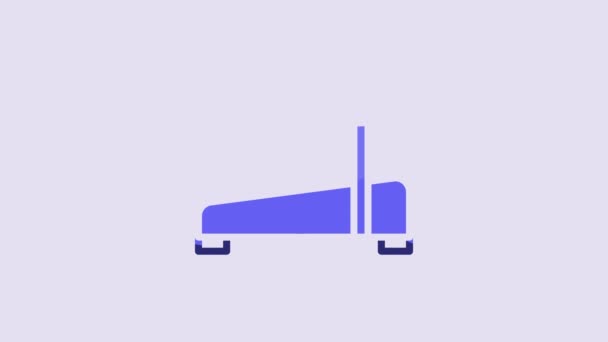 Blue Treadmill Machine Icon Isolated Purple Background Video Motion Graphic — Vídeos de Stock
