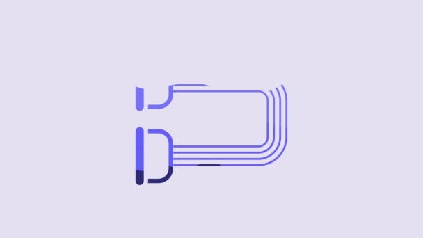 Blaues Brustvergrößerungssymbol Isoliert Auf Violettem Hintergrund Video Motion Grafik Animation — Stockvideo