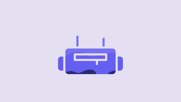 Blue Sport Bag Icon Isolated Purple Background Video Motion Graphic — Stockvideo