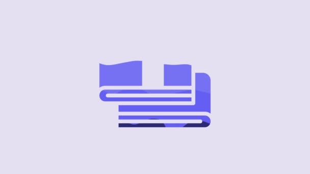 Toalla Azul Pila Icono Aislado Sobre Fondo Púrpura Animación Gráfica — Vídeo de stock