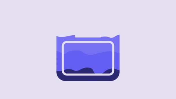 蓝色浴室鳞片图标隔离在紫色背景 重量测量设备 举重健身运动的概念 4K视频运动图形动画 — 图库视频影像