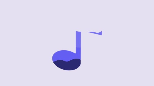 Modrá Hudba Poznámka Tón Ikony Izolované Fialovém Pozadí Grafická Animace — Stock video