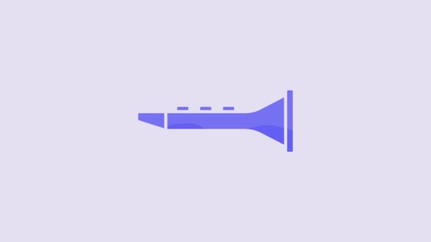 Blå Clarinet Ikon Isolerad Lila Bakgrund Musikinstrument Video Motion Grafisk — Stockvideo